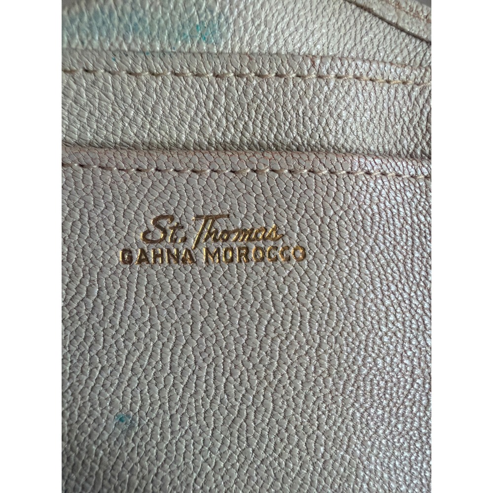 St. Thomas Wallet Beige Sahna Morocco Leather Kiss Lock Vintage Bi-fold Wallet - Picture 5 of 5